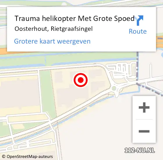 Locatie op kaart van de 112 melding: Trauma helikopter Met Grote Spoed Naar Oosterhout, Rietgraafsingel op 4 juni 2022 10:26