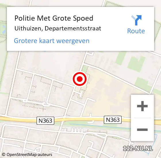 Locatie op kaart van de 112 melding: Politie Met Grote Spoed Naar Uithuizen, Departementsstraat op 4 juni 2022 11:30