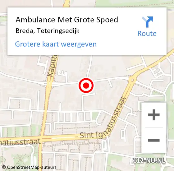 Locatie op kaart van de 112 melding: Ambulance Met Grote Spoed Naar Breda, Teteringsedijk op 19 juli 2014 08:42