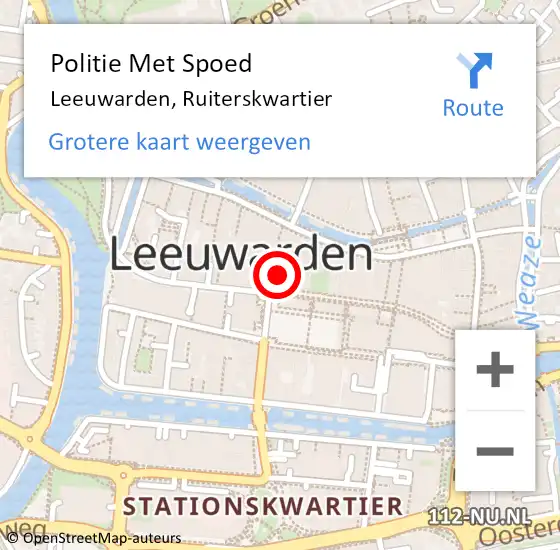 Locatie op kaart van de 112 melding: Politie Met Spoed Naar Leeuwarden, Ruiterskwartier op 4 juni 2022 11:55