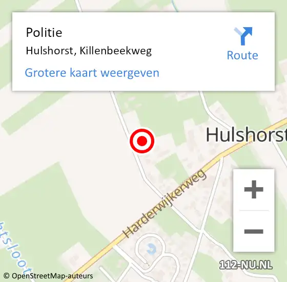 Locatie op kaart van de 112 melding: Politie Hulshorst, Killenbeekweg op 4 juni 2022 15:00