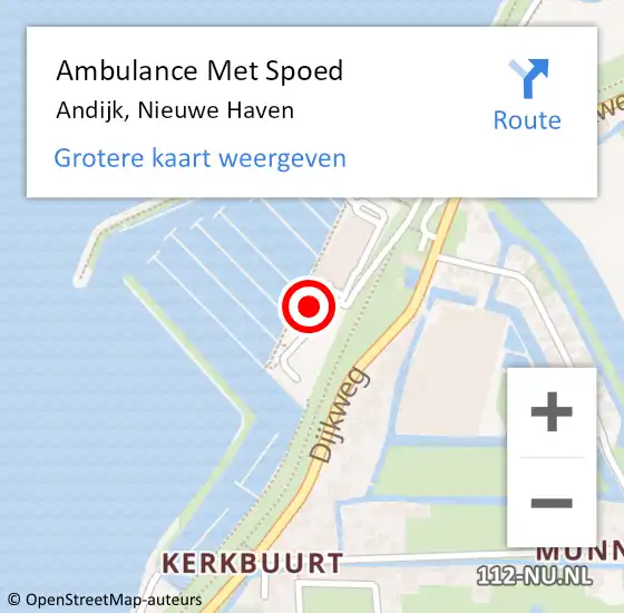Locatie op kaart van de 112 melding: Ambulance Met Spoed Naar Andijk, Nieuwe Haven op 4 juni 2022 15:33