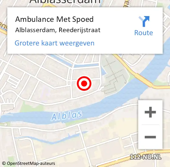Locatie op kaart van de 112 melding: Ambulance Met Spoed Naar Alblasserdam, Reederijstraat op 4 juni 2022 15:47