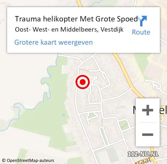 Locatie op kaart van de 112 melding: Trauma helikopter Met Grote Spoed Naar Oost- West- en Middelbeers, Vestdijk op 4 juni 2022 17:21