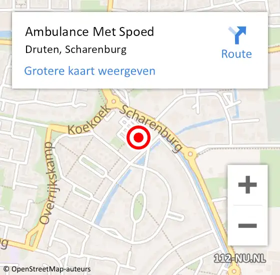 Locatie op kaart van de 112 melding: Ambulance Met Spoed Naar Druten, Scharenburg op 4 juni 2022 19:31