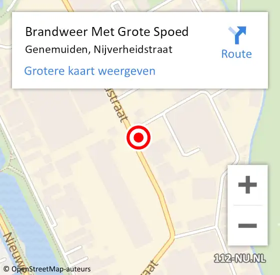 Locatie op kaart van de 112 melding: Brandweer Met Grote Spoed Naar Genemuiden, Nijverheidstraat op 4 juni 2022 20:00