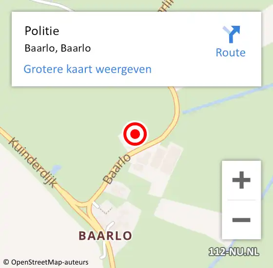 Locatie op kaart van de 112 melding: Politie Baarlo, Baarlo op 4 juni 2022 22:06