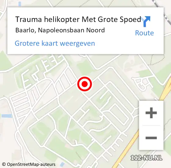 Locatie op kaart van de 112 melding: Trauma helikopter Met Grote Spoed Naar Baarlo, Napoleonsbaan Noord op 4 juni 2022 22:08