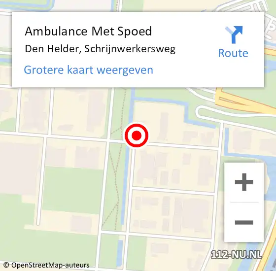 Locatie op kaart van de 112 melding: Ambulance Met Spoed Naar Den Helder, Schrijnwerkersweg op 4 juni 2022 22:41
