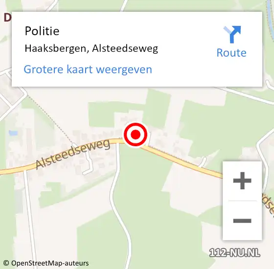 Locatie op kaart van de 112 melding: Politie Haaksbergen, Alsteedseweg op 5 juni 2022 01:45