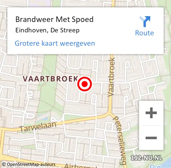 Locatie op kaart van de 112 melding: Brandweer Met Spoed Naar Eindhoven, De Streep op 5 juni 2022 04:19