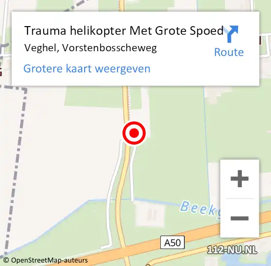 Locatie op kaart van de 112 melding: Trauma helikopter Met Grote Spoed Naar Veghel, Vorstenbosscheweg op 5 juni 2022 06:29
