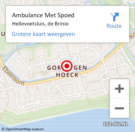 Locatie op kaart van de 112 melding: Ambulance Met Spoed Naar Hellevoetsluis, de Brinio op 5 juni 2022 09:03