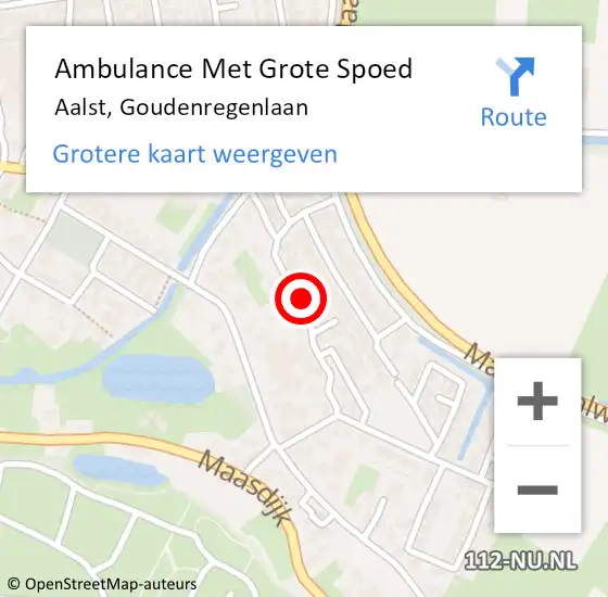 Locatie op kaart van de 112 melding: Ambulance Met Grote Spoed Naar Aalst, Goudenregenlaan op 5 juni 2022 12:54