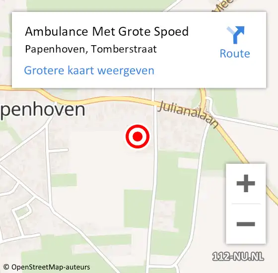Locatie op kaart van de 112 melding: Ambulance Met Grote Spoed Naar Papenhoven, Tomberstraat op 19 juli 2014 10:57