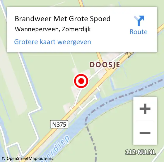 Locatie op kaart van de 112 melding: Brandweer Met Grote Spoed Naar Wanneperveen, Zomerdijk op 5 juni 2022 14:25