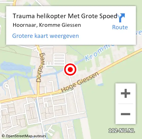 Locatie op kaart van de 112 melding: Trauma helikopter Met Grote Spoed Naar Hoornaar, Kromme Giessen op 5 juni 2022 17:05