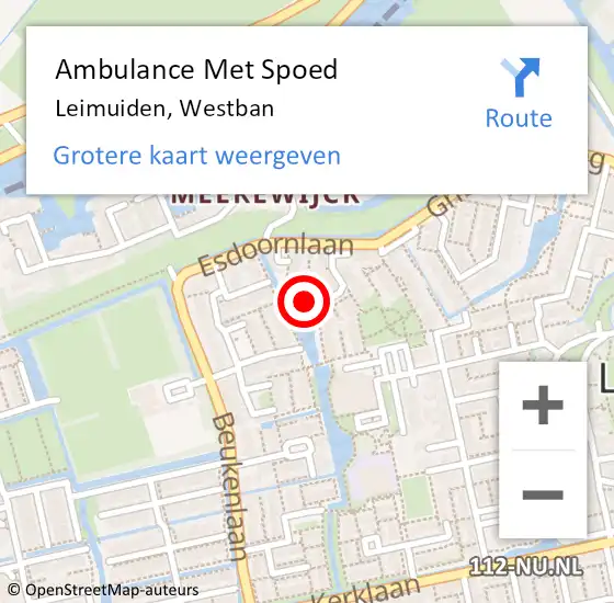 Locatie op kaart van de 112 melding: Ambulance Met Spoed Naar Leimuiden, Westban op 5 juni 2022 17:43