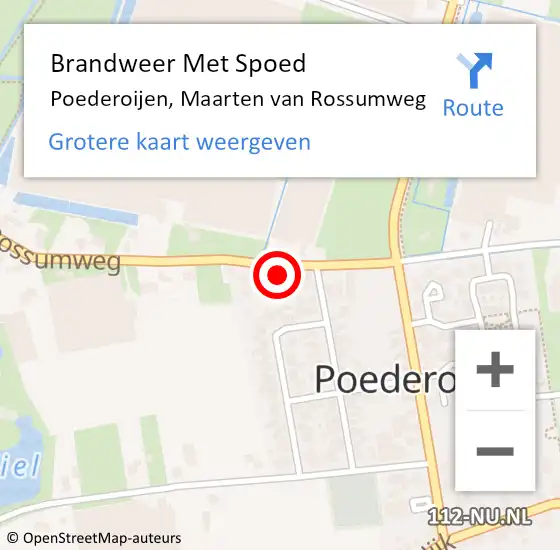 Locatie op kaart van de 112 melding: Brandweer Met Spoed Naar Poederoijen, Maarten van Rossumweg op 5 juni 2022 18:38