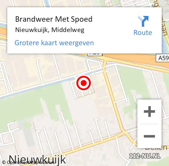 Locatie op kaart van de 112 melding: Brandweer Met Spoed Naar Nieuwkuijk, Middelweg op 5 juni 2022 19:25