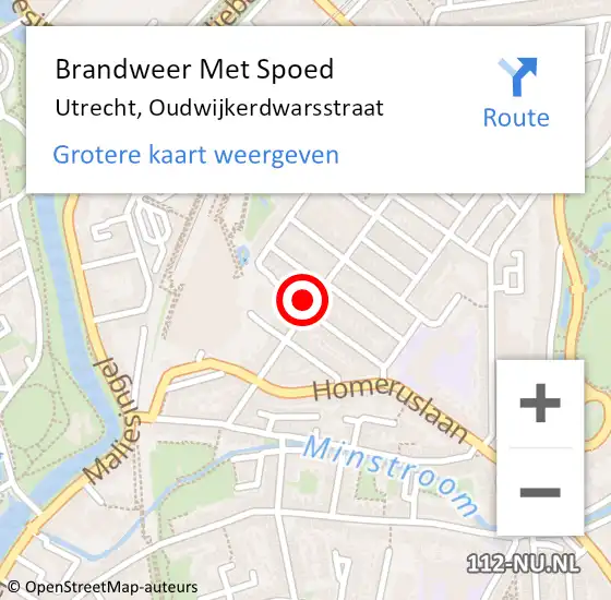 Locatie op kaart van de 112 melding: Brandweer Met Spoed Naar Utrecht, Oudwijkerdwarsstraat op 5 juni 2022 19:41