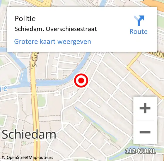 Locatie op kaart van de 112 melding: Politie Schiedam, Overschiesestraat op 5 juni 2022 19:53