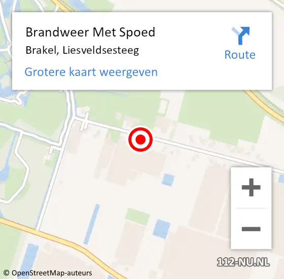 Locatie op kaart van de 112 melding: Brandweer Met Spoed Naar Brakel, Liesveldsesteeg op 5 juni 2022 20:46