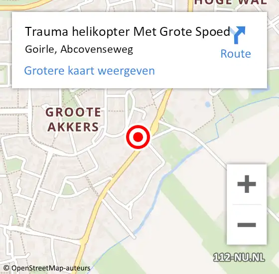 Locatie op kaart van de 112 melding: Trauma helikopter Met Grote Spoed Naar Goirle, Abcovenseweg op 5 juni 2022 20:49