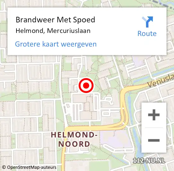Locatie op kaart van de 112 melding: Brandweer Met Spoed Naar Helmond, Mercuriuslaan op 5 juni 2022 21:31