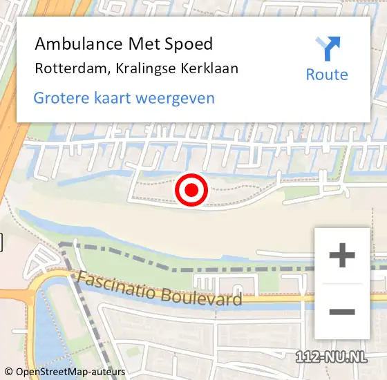 Locatie op kaart van de 112 melding: Ambulance Met Spoed Naar Rotterdam, Kralingse Kerklaan op 5 juni 2022 23:48