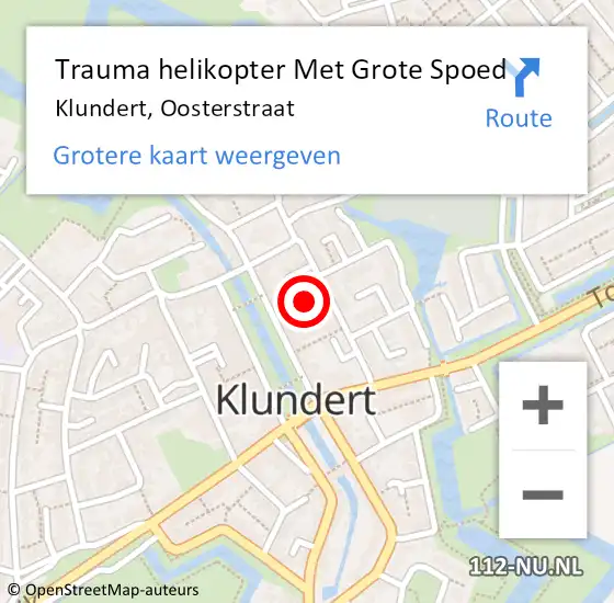 Locatie op kaart van de 112 melding: Trauma helikopter Met Grote Spoed Naar Klundert, Oosterstraat op 5 juni 2022 23:58