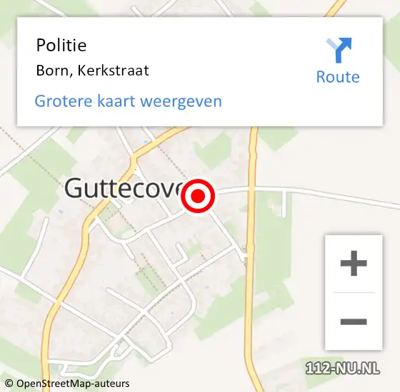 Locatie op kaart van de 112 melding: Politie Born, Kerkstraat op 6 juni 2022 00:06