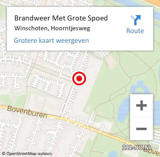 Locatie op kaart van de 112 melding: Brandweer Met Grote Spoed Naar Winschoten, Hoorntjesweg op 6 juni 2022 03:37