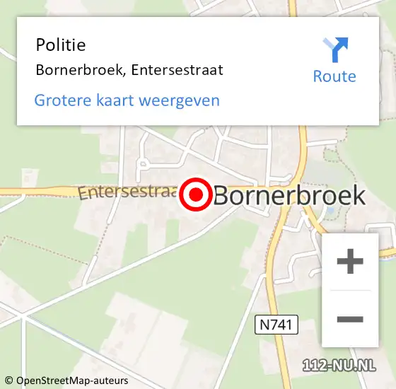 Locatie op kaart van de 112 melding: Politie Bornerbroek, Entersestraat op 6 juni 2022 03:43