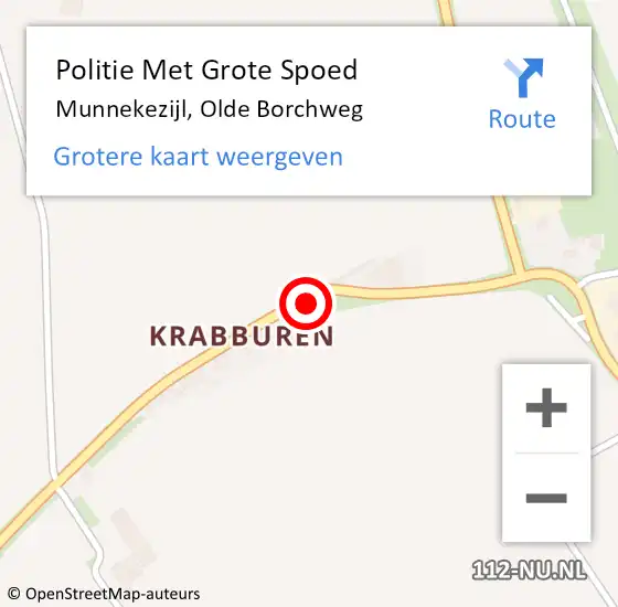 Locatie op kaart van de 112 melding: Politie Met Grote Spoed Naar Munnekezijl, Olde Borchweg op 6 juni 2022 04:19