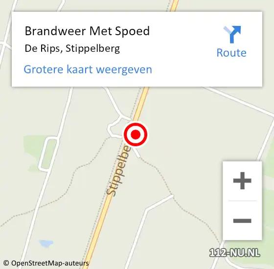 Locatie op kaart van de 112 melding: Brandweer Met Spoed Naar De Rips, Stippelberg op 6 juni 2022 08:47