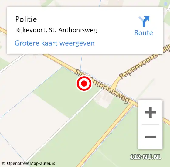 Locatie op kaart van de 112 melding: Politie Rijkevoort, St. Anthonisweg op 6 juni 2022 10:09
