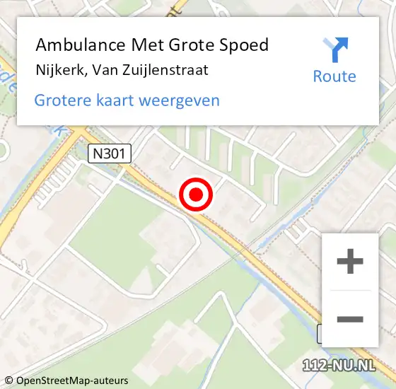Locatie op kaart van de 112 melding: Ambulance Met Grote Spoed Naar Nijkerk, Van Zuijlenstraat op 6 juni 2022 11:01