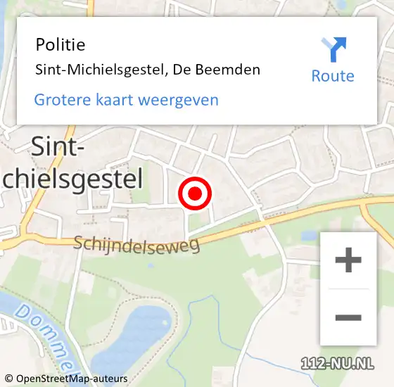 Locatie op kaart van de 112 melding: Politie Sint-Michielsgestel, De Beemden op 6 juni 2022 11:31