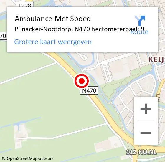Locatie op kaart van de 112 melding: Ambulance Met Spoed Naar Pijnacker-Nootdorp, N470 hectometerpaal: 9 op 6 juni 2022 11:51
