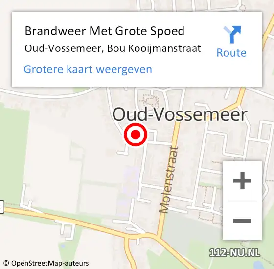 Locatie op kaart van de 112 melding: Brandweer Met Grote Spoed Naar Oud-Vossemeer, Bou Kooijmanstraat op 6 juni 2022 15:11