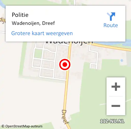 Locatie op kaart van de 112 melding: Politie Wadenoijen, Dreef op 6 juni 2022 15:13