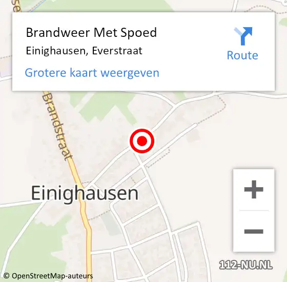 Locatie op kaart van de 112 melding: Brandweer Met Spoed Naar Einighausen, Everstraat op 6 juni 2022 15:17