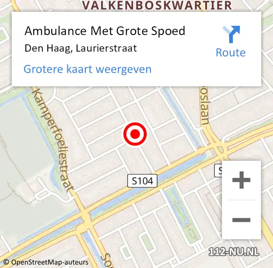 Locatie op kaart van de 112 melding: Ambulance Met Grote Spoed Naar Den Haag, Laurierstraat op 6 juni 2022 17:49