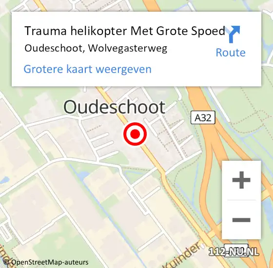 Locatie op kaart van de 112 melding: Trauma helikopter Met Grote Spoed Naar Oudeschoot, Wolvegasterweg op 6 juni 2022 17:52