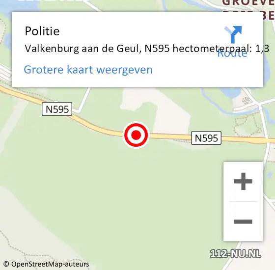 Locatie op kaart van de 112 melding: Politie Valkenburg aan de Geul, N595 hectometerpaal: 1,3 op 6 juni 2022 18:22