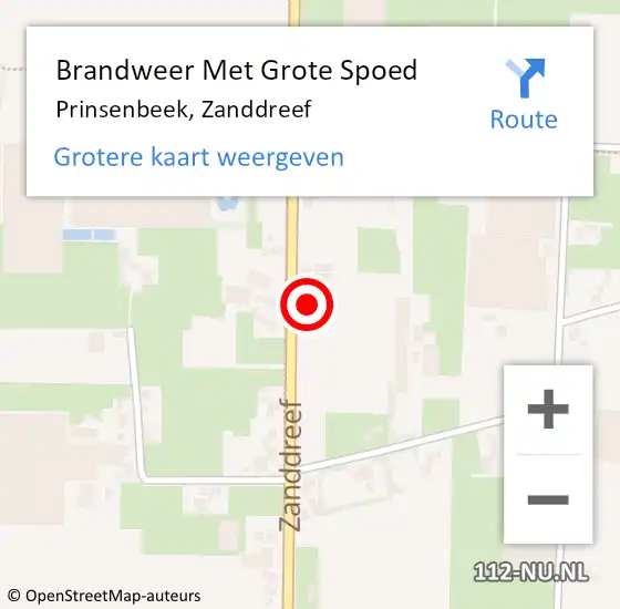 Locatie op kaart van de 112 melding: Brandweer Met Grote Spoed Naar Prinsenbeek, Zanddreef op 6 juni 2022 18:22