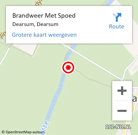 Locatie op kaart van de 112 melding: Brandweer Met Spoed Naar Dearsum, Dearsum op 6 juni 2022 22:29