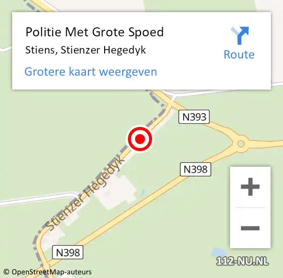 Locatie op kaart van de 112 melding: Politie Met Grote Spoed Naar Stiens, Stienzer Hegedyk op 7 juni 2022 07:57