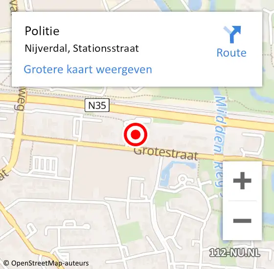 Locatie op kaart van de 112 melding: Politie Nijverdal, Stationsstraat op 7 juni 2022 08:37
